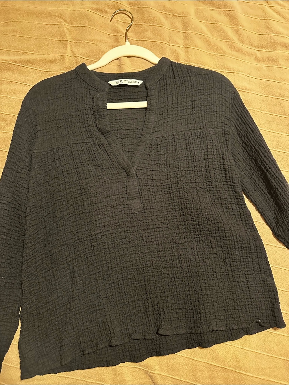 Zara Textured Long-Sleeve Top
